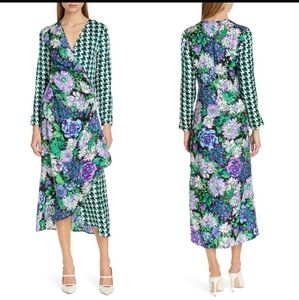 Brand New Rixo Betty satin wrap dress